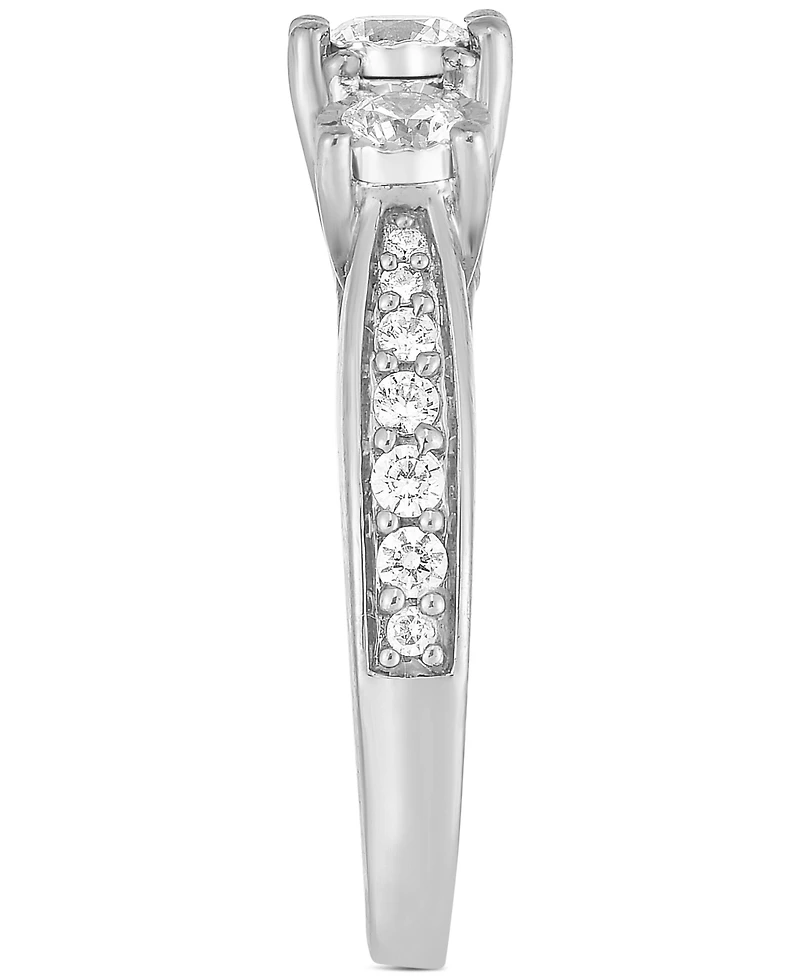 TruMiracle Diamond Three Stone Engagement Ring (1 ct. t.w.) 14k White Gold