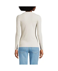 Lands' End Women's Drapey Rib Skimming Long Sleeve Henley T-Shirt