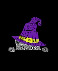 La Pop Art Men's Peeking Witch Cat Word Hooded Sweatshirt
