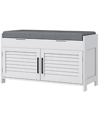 Homcom Shoe Bench, Entryway Bench with Cushion, Hidden Compartments, White
