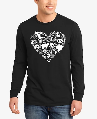 La Pop Art Men's Halloween Heart Word Long Sleeve T-Shirt