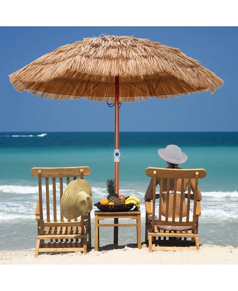 Givimo 6 Feet Thatched Patio Umbrella with Tilt Design and Carrying Bag