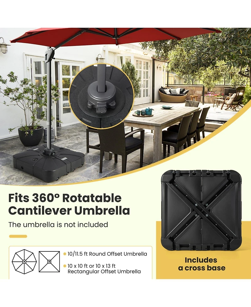 Givimo 33.5 x 33.5 Inch Fillable Cantilever Umbrella Base with Wheels