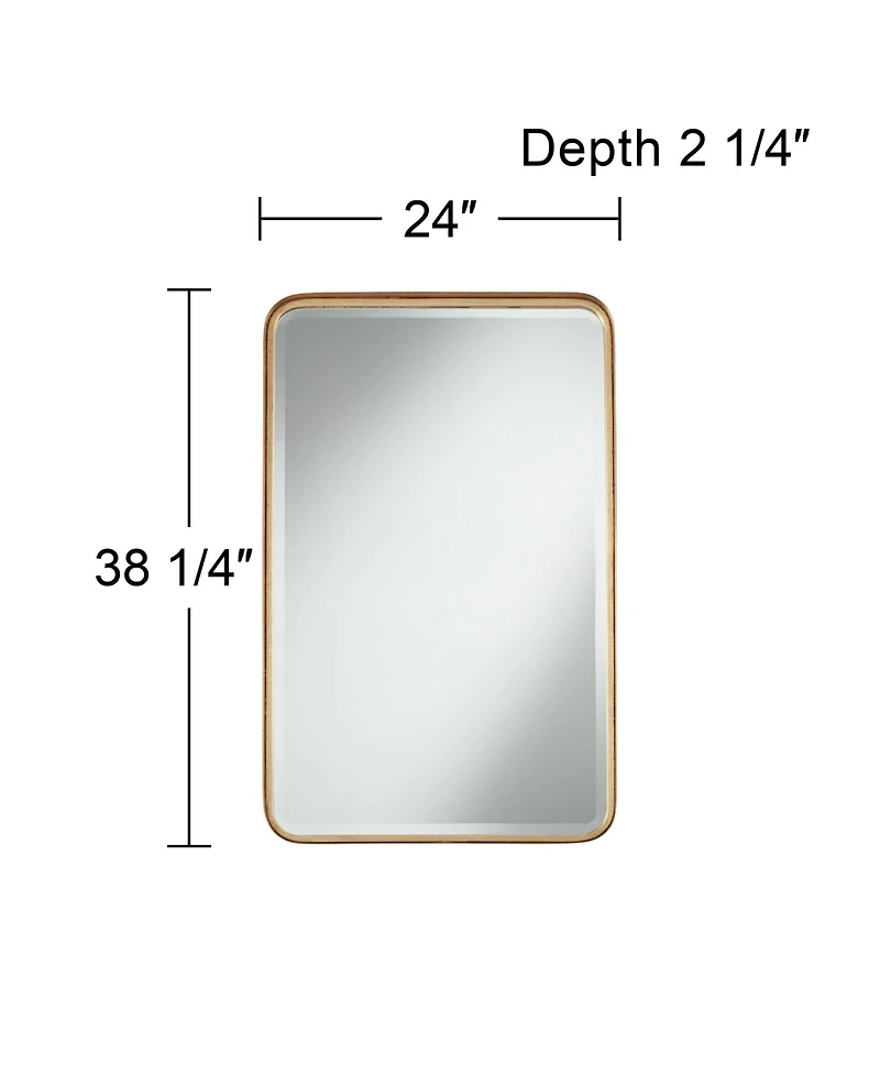 Uttermost Andi Rectangular Vanity Decorative Wall Mirror Modern Beveled Glass Warm Gold Iron Frame 24" Wide for Bathroom Bedroom Living Room Home