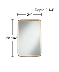 Uttermost Andi Rectangular Vanity Decorative Wall Mirror Modern Beveled Glass Warm Gold Iron Frame 24" Wide for Bathroom Bedroom Living Room Home
