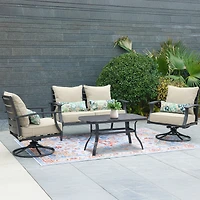 Aoodor 22'' x 24'' Outdoor Deep Seat Chair Cushion Set& Olefin Fabric Slipcover and Sponge Foam (Set of 2 Seats, 2 Backs, 2 Pillows
