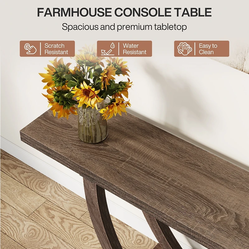 Tribesigns Console Table for Entryway: 63 Inches Farmhouse Wood Entry Foyer Entrance, Narrow Long Sofa Behind Couch with Metal Legs