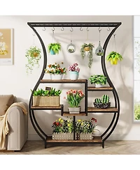 Tribesigns 6-Tier Plant Stand, 70.9 Inch Tall Plant Shelf with 10 Hanging Hooks, Vase Shape Ladder Plant Stand, Multi-Purpose Plant Display Rack for I
