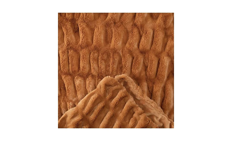 Chanasya Premium Ruched Faux Fur Throw Blanket - Luxurious, Soft Reversible Mink 50" x 65” Marble
