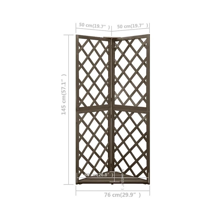vidaXL Corner Trellis Gray 19.6"x19.6"x57" Solid Fir Wood