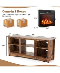 58 Inches Tv Stand for Flat Screen TVs Up to 65 Inches with 18 Inches Electric Fireplace Heater