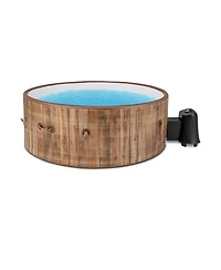 72 Inches Inflatable Hot Tub Spa with 120 Air Jets Electric Heater Pump for 4-6 Person-Coffee