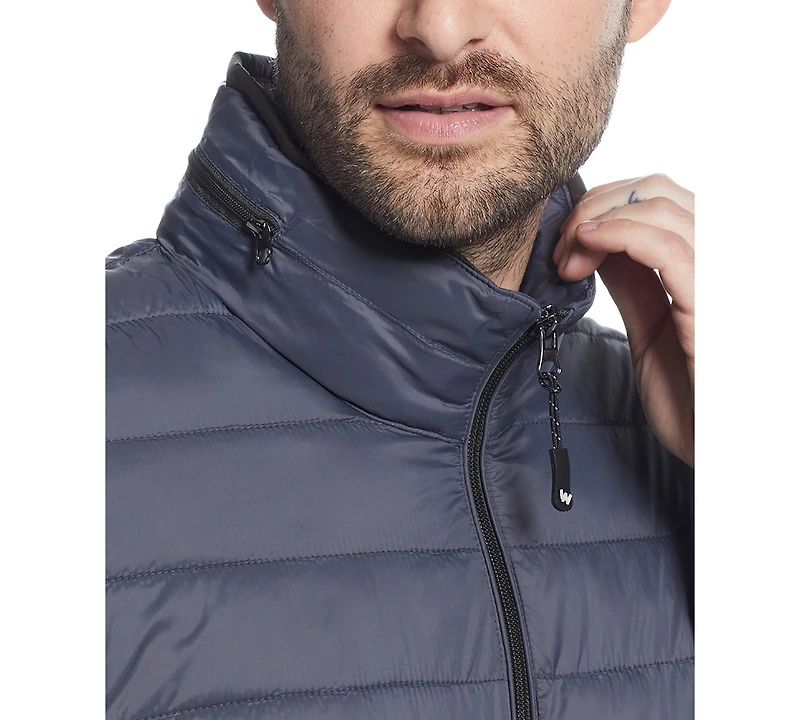 Weatherproof Men's Packable Neck Pillow Zip-Front Quilted Jacket