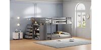 Streamdale Full over Bunk Bed with 4 Drawers and 3 Shelves-Gray