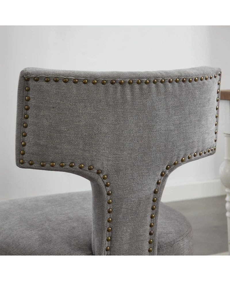 Streamdale Furniture Mid Century Modern Linen Dining Chairs, Gray Set of 2