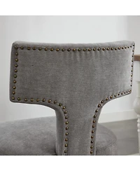 Streamdale Furniture Mid Century Modern Linen Dining Chairs, Gray Set of 2