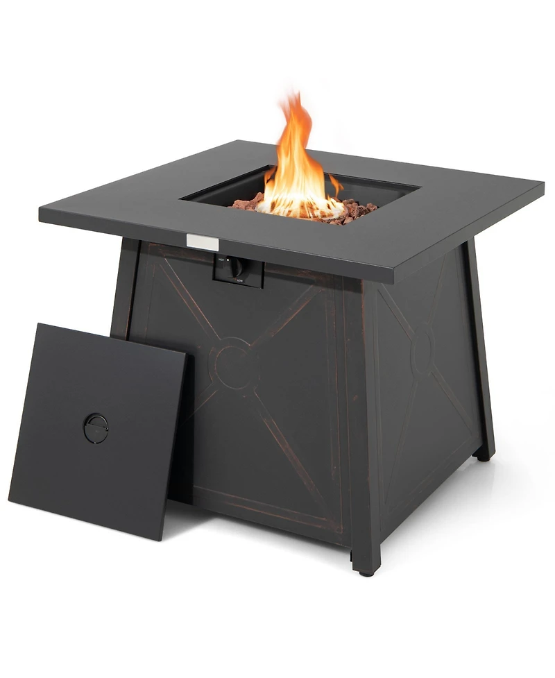 Inolait 30 Inch Square Propane Gas Fire Table with Waterproof Cover
