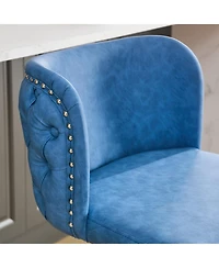 Simplie Fun Adjustable Chrome Base Bar Stools with Tufted Backs (Blue, Set of 2