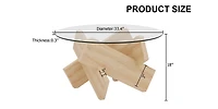 Streamdale Furniture Modern Circular Glass Coffee Table with Wood Legs