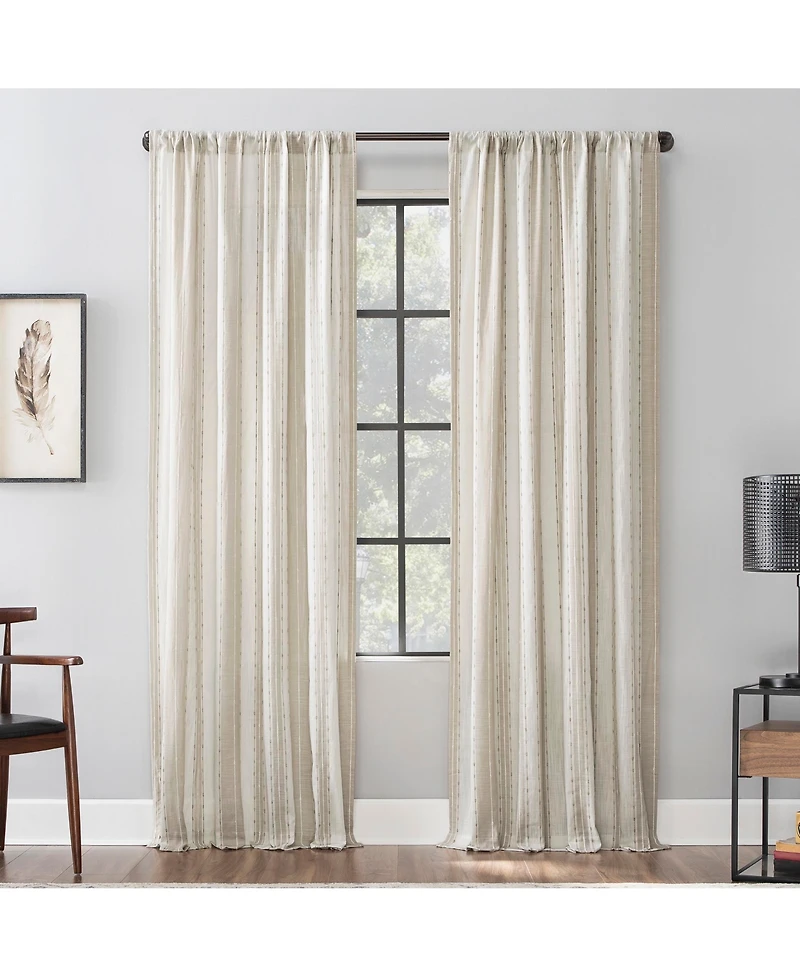 Slub Texture Stripe Cotton Curtain