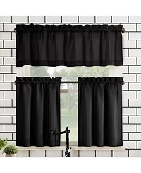 Martine Microfiber Semi-Sheer Rod Pocket Kitchen Curtain Valance and Tiers Set