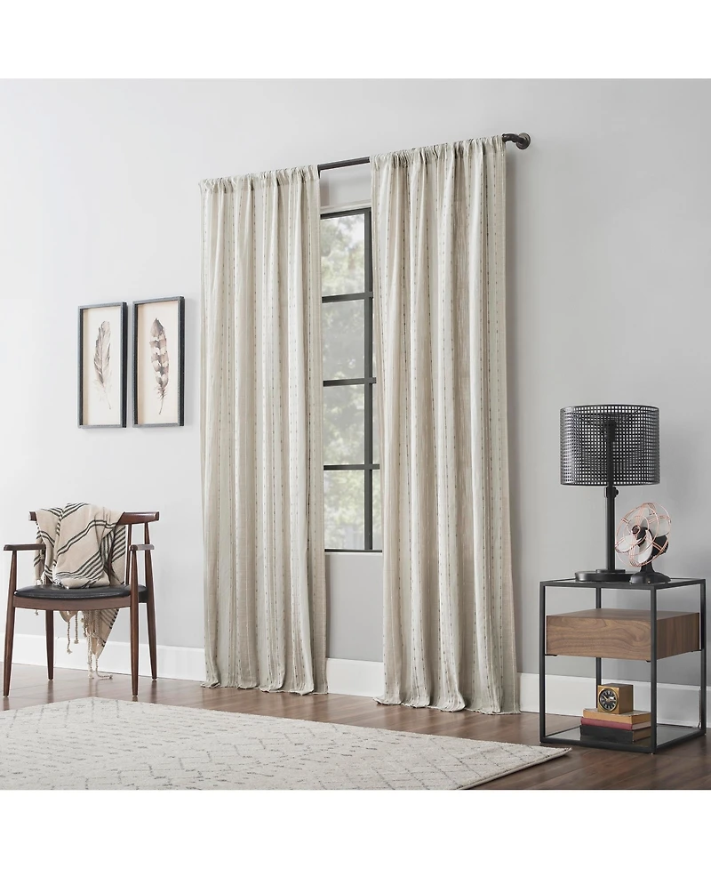Slub Texture Stripe Cotton Curtain