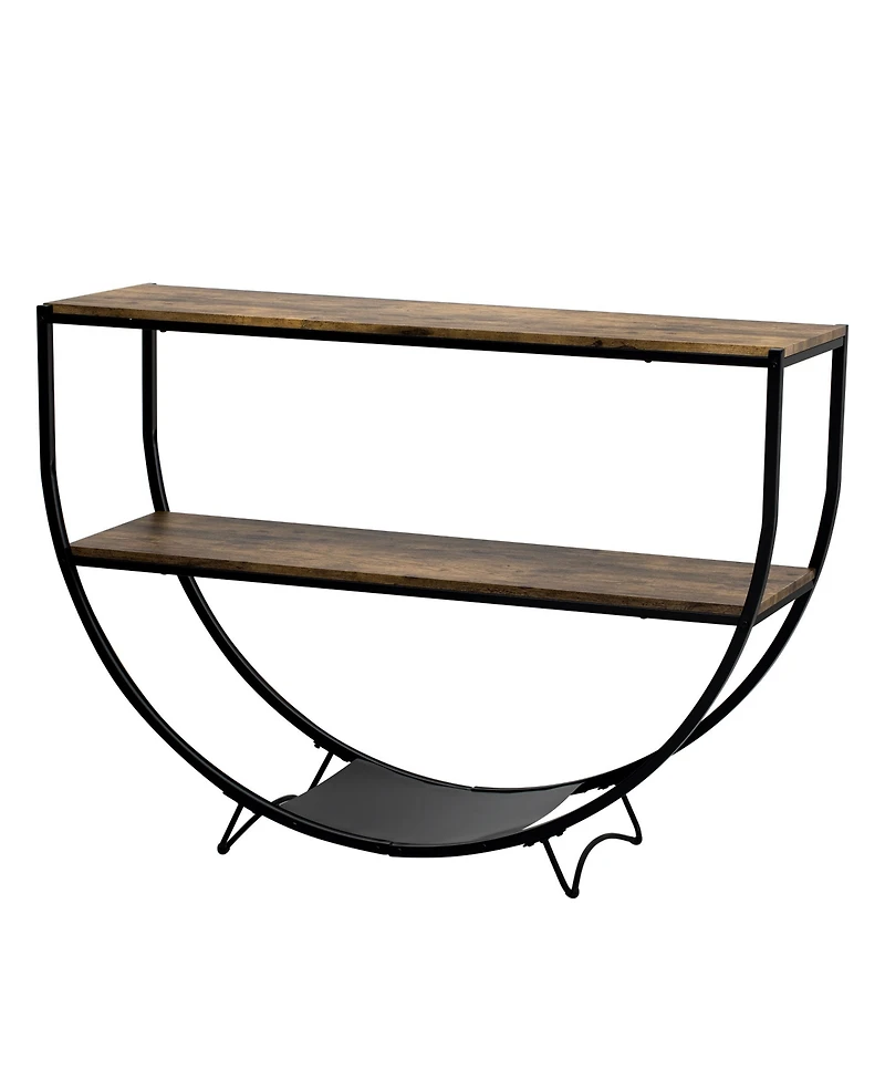 Streamdale Industrial Wood & Metal Demilune Console Table