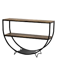 Streamdale Industrial Wood & Metal Demilune Console Table