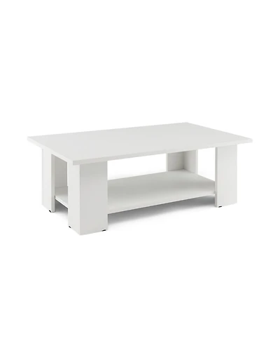 Sugift Large 36 Inch 2-tier Wooden Modern Coffee Table with Storage Shelf