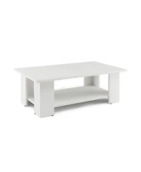 Sugift Large 36 Inch 2-tier Wooden Modern Coffee Table with Storage Shelf