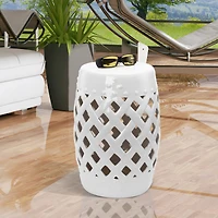 13" Ceramic Garden Stool with Woven Design