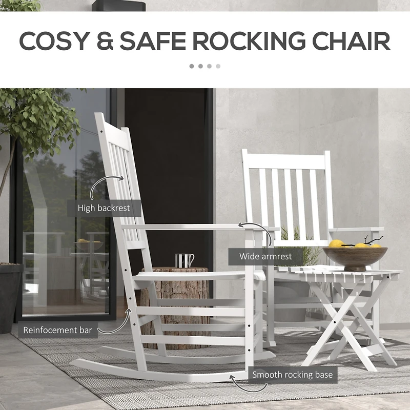 Wooden Patio Rocking Chair Set with Side Table