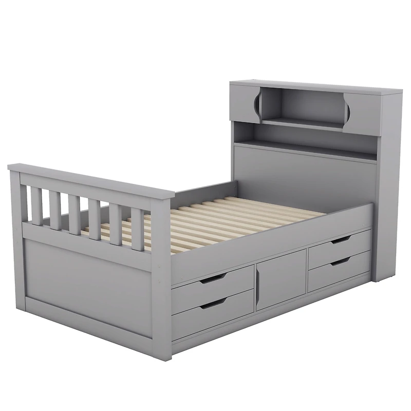 Streamdale Captain's Bed with Storage, Drawers, Gray