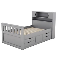 Streamdale Captain's Bed with Storage, Drawers, Gray