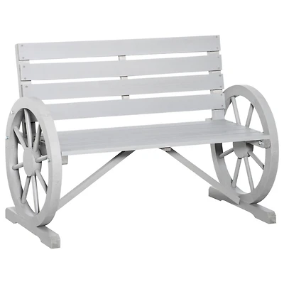 41" Outdoor Slatted Bench with Backrest, Light Gray