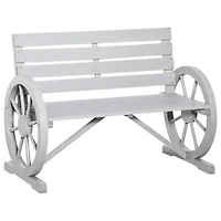 41" Outdoor Slatted Bench with Backrest, Light Gray