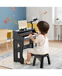 Vebreda 37 Keys Music Piano with Microphone Kids Keyboard Detachable Stand-Red