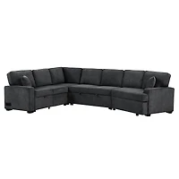 Streamdale Furniture 126" Beige L-Shaped Sectional Sofa with Charging and Cup Holders