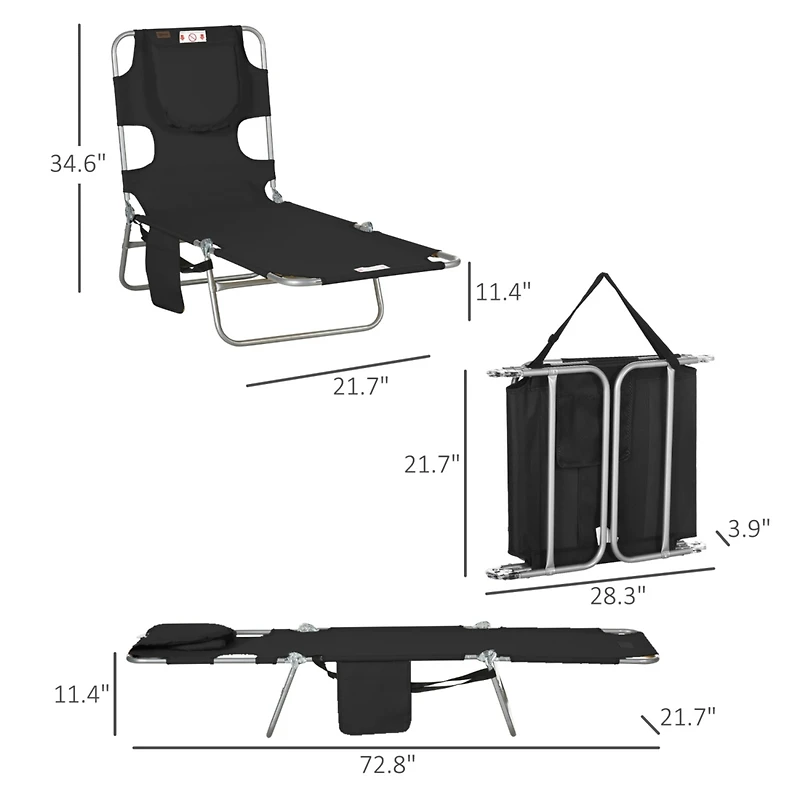 Adjustable Folding Lounge Chair with Face Hole for Relaxation