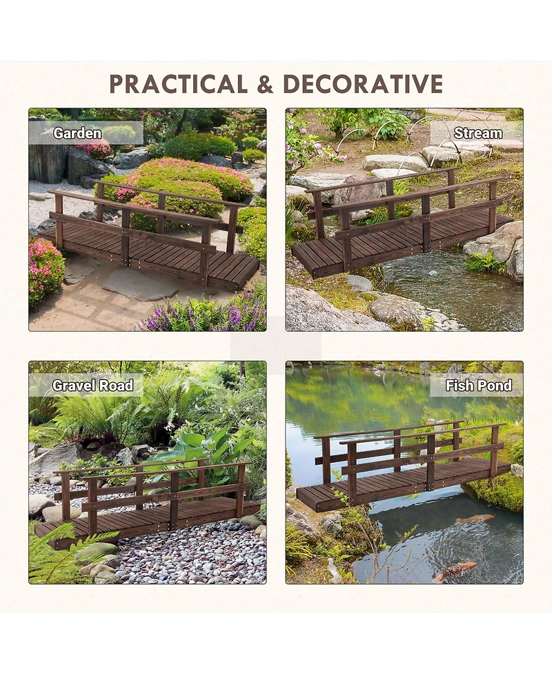 Simplie Fun 7' Wooden Garden Bridge with Safety Rails