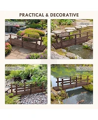 Simplie Fun 7' Wooden Garden Bridge with Safety Rails