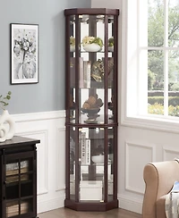 Simplie Fun Corner Curio Cabinet with Lights: Dark Cherry