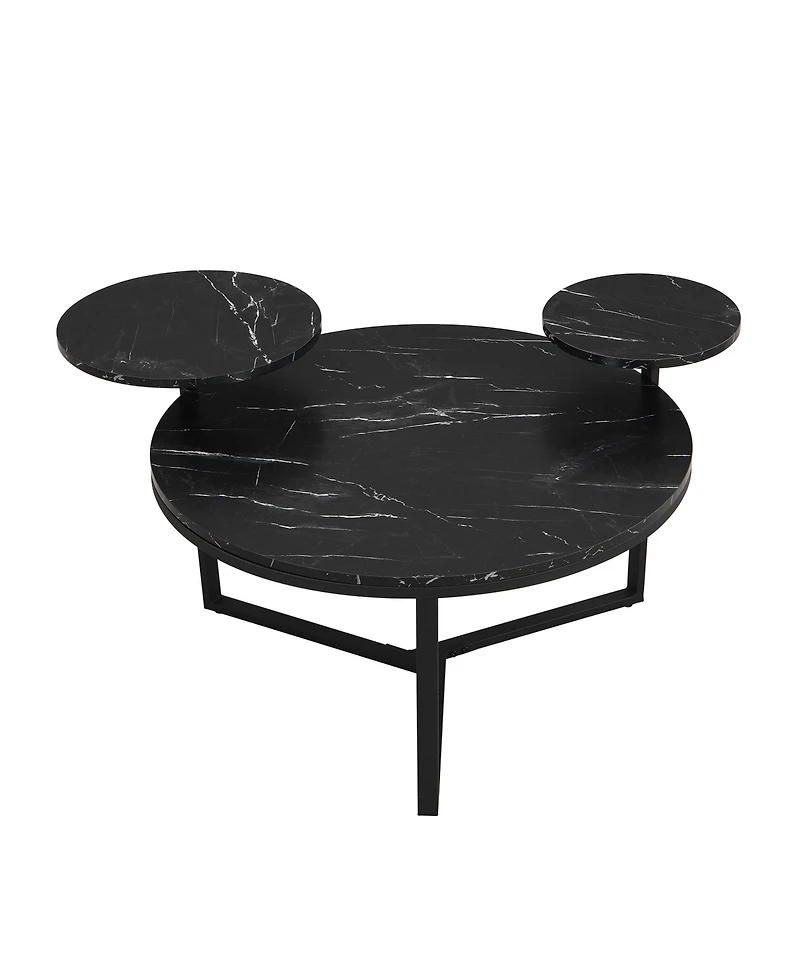 Streamdale Modern Coffee Table with Black Faux Marble and Tripod Base