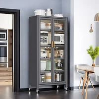 Streamdale Open-Door Kitchen Shelves | Multilevel Microwave Cabinet Storage