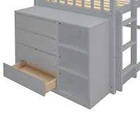 Streamdale Twin over Bunk Bed with 4 Drawers and 3 Shelves-Gray