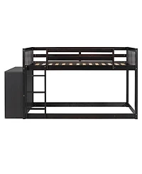 Streamdale Twin over Bunk Bed with 4 Drawers and 3 Shelves-Gray