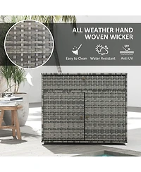 Rattan Wicker Freestanding Cabinet: Pool Toy & Towel Storage