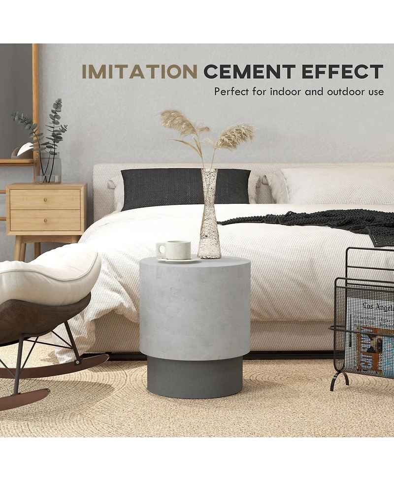 Round Concrete Side Table with Adjustable Feet