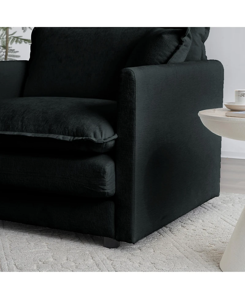 Streamdale Furniture Black Chenille 2-Seat Upholstered Loveseat with Pillows