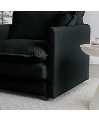 Streamdale Furniture Black Chenille 2-Seat Upholstered Loveseat with Pillows